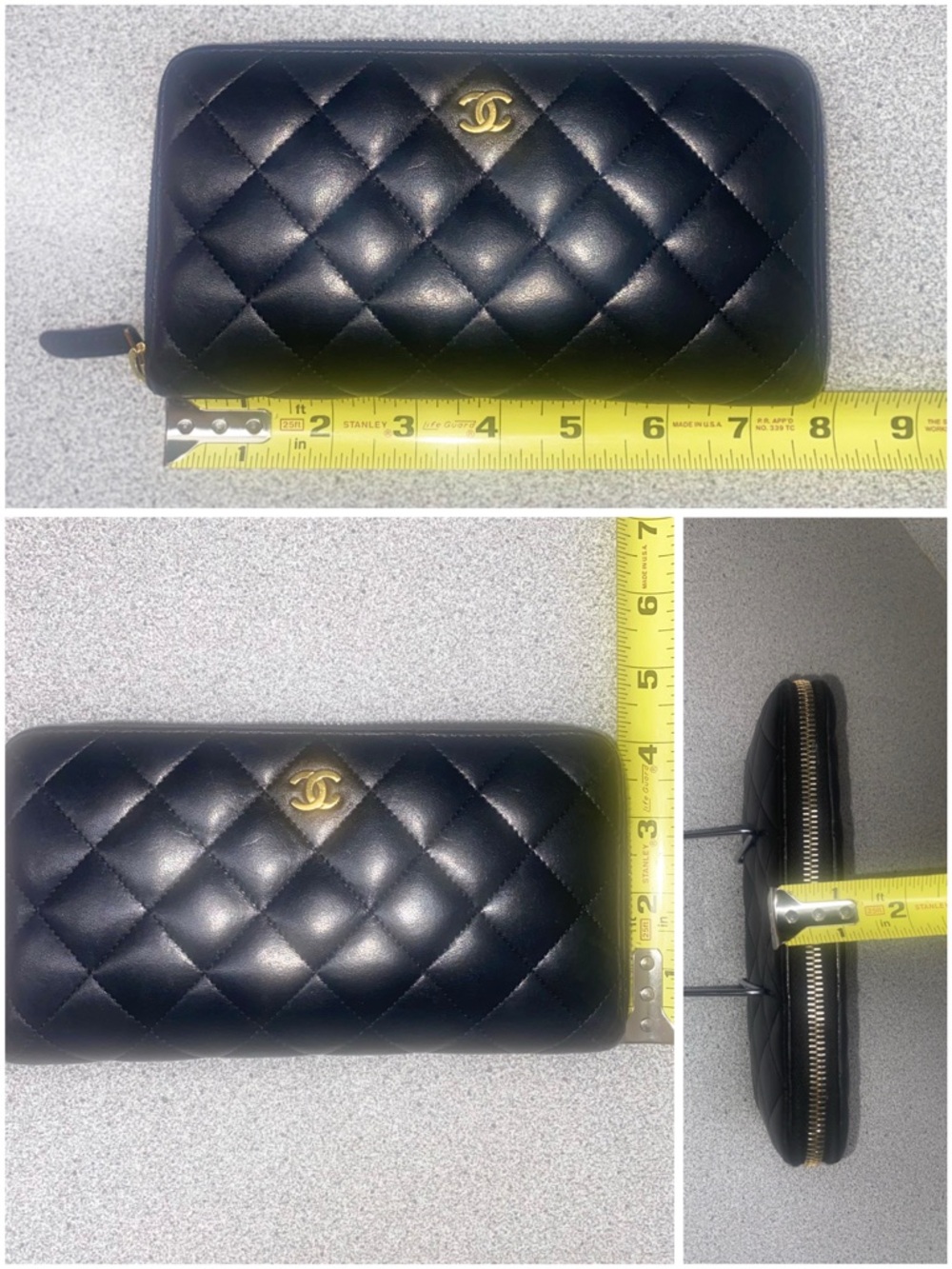 Chanel Black Quilted Lambskin Leather Long Zip Wallet with Gold CC Logo EUC - Picture 4 of 15